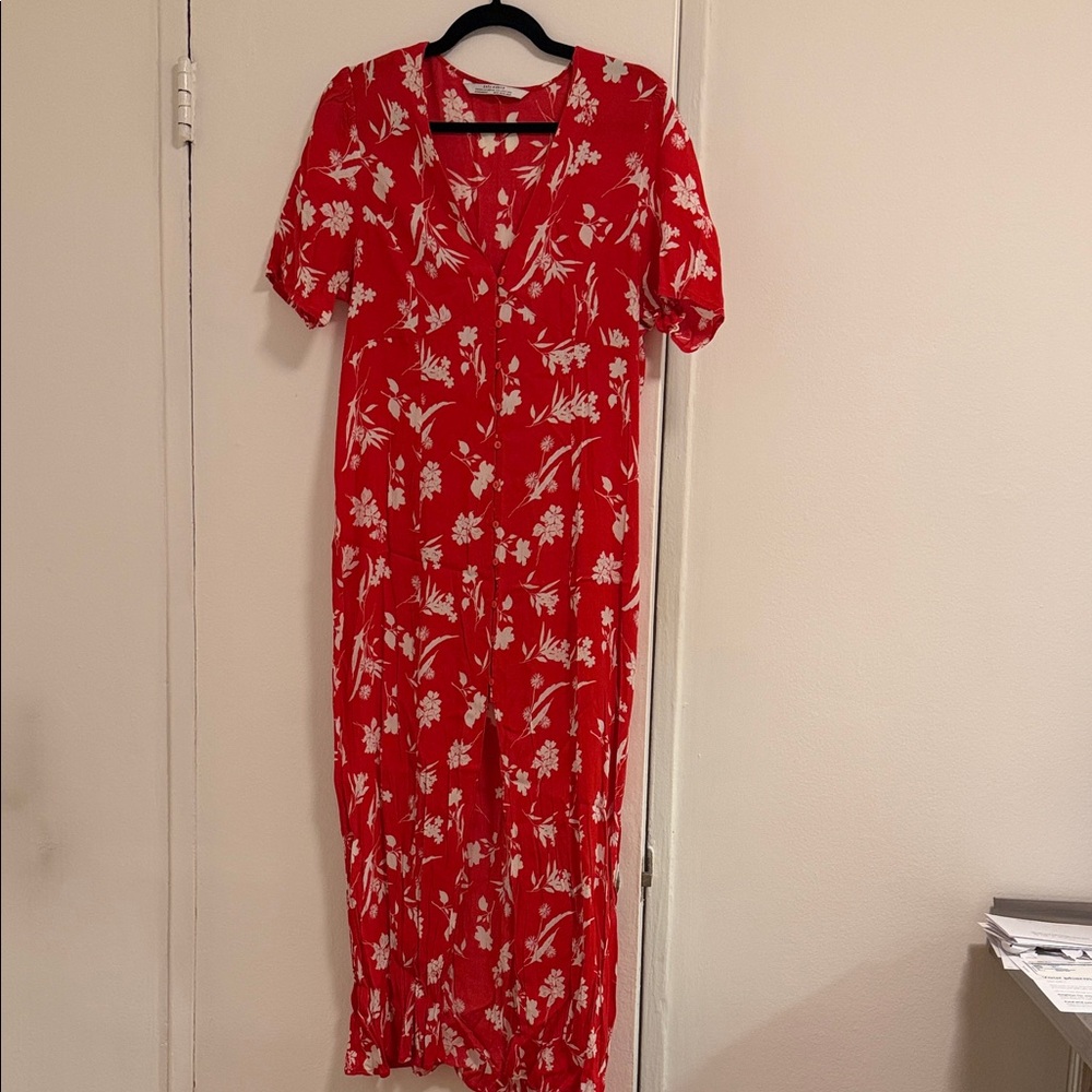 Zara Red Floral Maxi Dress
